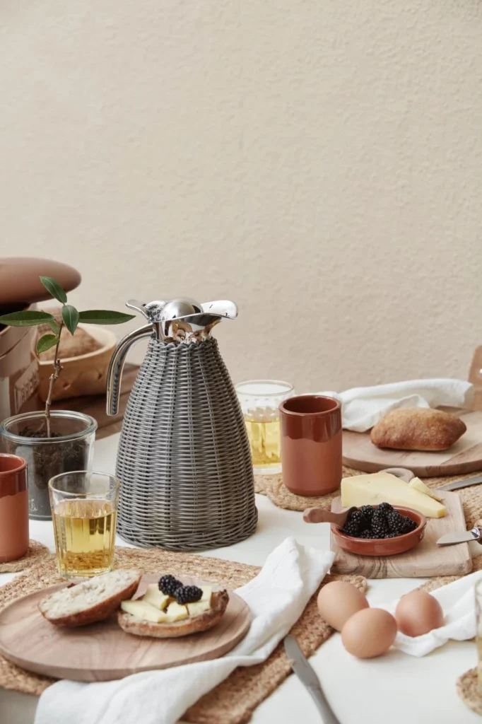 Rattan Thermo Flask Charcoal
