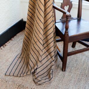Cotton-stripped throw - Cashew, Black & Natural